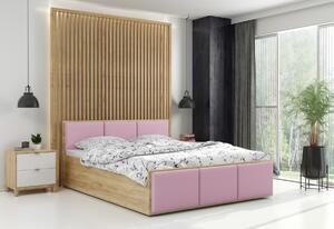 Čalouněná postel SANTOS, 120x200, grafit/trinity 19 - růžová + kovový rošt + matrace