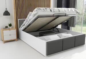 Čalouněná postel SANTOS, 120x200, dub kraft/trinity 0 - bílá + kovový rošt + matrace