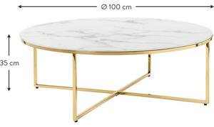 Kulatý konferenční XL stolek se skleněnou deskou v mramorovém vzhledu Antigua