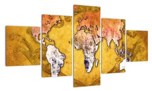 Obraz mapy světa (125x70cm)