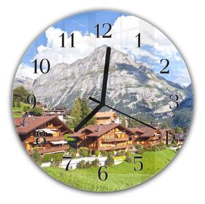 Nástěnné hodiny pr.30cm Alpská krajina - plexi