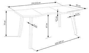 Rozkládací jídelní stůl DICKSON, 120-180x80, dub/černá