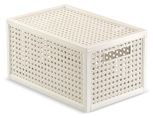 Krémový úložný box s víkem z recyklovaného plastu 19x30x15 cm Kaya – Curver