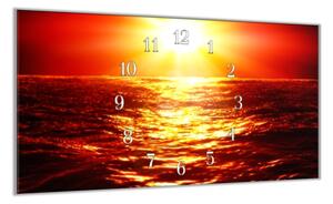 Nástěnné hodiny 30x60cm rudý západ slunce, moře - plexi