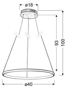 LED Lustr na lanku LUNE LED/25W/230V