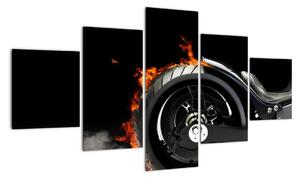 Obraz hořící motorky (125x70cm)