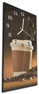 Nástěnné hodiny 30x60cm káva do ruky - plexi