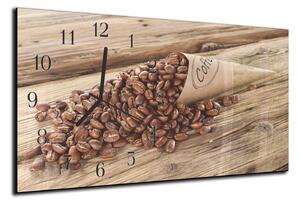 Nástěnné hodiny 30x60cm zrna kávy v kornoutu - plexi