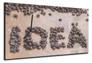 Nástěnné hodiny 30x60cm nápis zrna kávy Idea - plexi