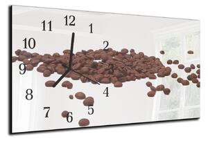Nástěnné hodiny 30x60cm zrna kávy, bílé pozadí - plexi