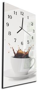 Nástěnné hodiny 30x60cm bílý šálek s kávou - plexi
