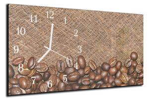 Nástěnné hodiny 30x60cm kávové zrna, kokosové vlákno - kalené sklo