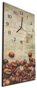 Nástěnné hodiny 30x60cm zrna kávy na dřevě - plexi