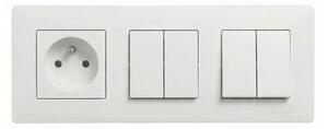 Legrand-2x Dvojitý vypínač č. 5 a zásuvka domovní 250V/16A s rám NILOE STEP bílá