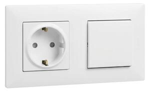 Legrand-Zásuvka domovní SCHUKO 250V/16A a jed vypínač č. 1 s rám NILOE STEP bílá