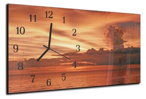 Nástěnné hodiny 30x60cm ohnivý západ slunce moře - plexi