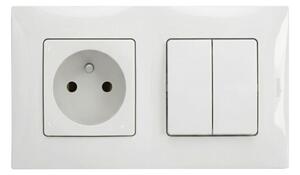 Legrand - Dvojitý vypínač č. 5 a zásuvka domovní 250V/16A s rámečkem NILOE bílá