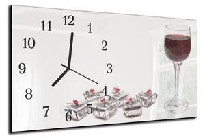 Nástěnné hodiny 30x60cm víno a malý dárek - plexi