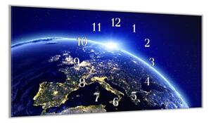 Nástěnné hodiny 30x60cm zeměkoule Evropa - kalené sklo