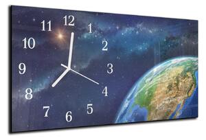 Nástěnné hodiny 30x60cm vesmír Země - plexi