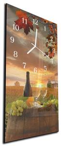 Nástěnné hodiny 30x60cm pohled na vinice v západu slunce - plexi