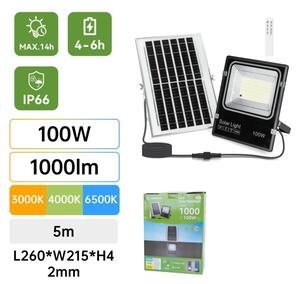 Aigostar-LED Solární reflektor LED/100W/3,2V 2000mAh 3000K/4000K/6500K IP66 + DO