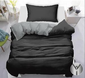 Bavlissimo Oboustranné Povlečení na jednu postel 140x200/70x90 cm Tmavě šedé -černé