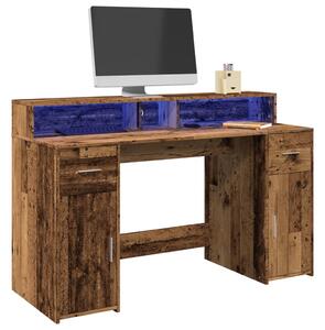 Psací stůl s LED světly old wood 140x55x91 cm kompozitní dřevo 3309427