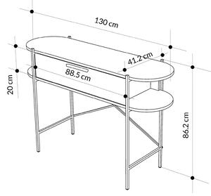 Industriální konzolový stolek LUNA, světlá moka / bílá
