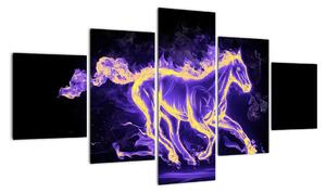 Abstraktní obraz hořícího koně (125x70cm)