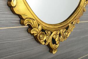 SAPHO DESNA oválné retro zrcadlo ve vyřezávaném rámu, 80x100cm, zlatá IN352