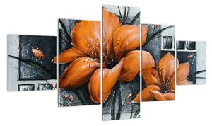 Obraz oranžové květiny (125x70cm)