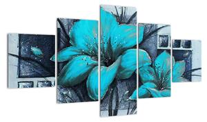 Obraz modré květiny (125x70cm)