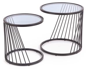 Set konferenčních stolků ANTILLA, 50x50x50/42x45x42, černá/kouřové sklo