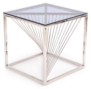 Konfereční stolek INFINITY, 55x55x55, kouřové sklo/stříbrná