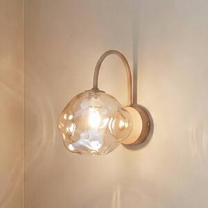 TK Lighting Nástěnné světlo Lava, béžové, sklo, výška 21 cm, G9, stmívatelný, Krémová / jantar, Obývací pokoj / jídelna, Sklo