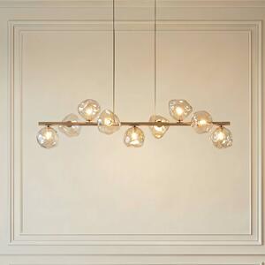 TK Lighting Závěsné světlo Lava, béžové, 9 žárovek, sklo, délka 116 cm, G9, stmívatelný, Krémová / jantar, Obývací pokoj / jídelna, Sklo