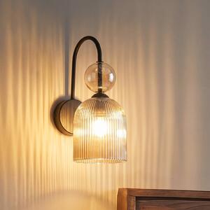TK Lighting Nástěnné světlo Sophia, koňaková/černá, sklo, výška 33,5 cm, E14, stmívatelný, Hliník / šedá / zinek, Obývací pokoj / jídelna, Sklo