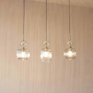 TK Lighting Závěsné světlo Sophia, 3 žárovky, 65 cm, koňaková/černá, E14, stmívatelný, Hliník / šedá / zinek, Obývací pokoj / jídelna, Sklo