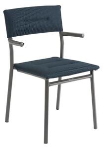 Venkovní jídelní židle Lafuma ORON Šedá Titan Modrá Bleu Encre BeComfort S područkami