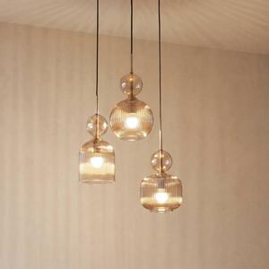 TK Lighting Závěsné světlo Sophia, 3 žárovky, Ø 41 cm, koňaková/černá, E14, stmívatelný, Hliník / šedá / zinek, Obývací pokoj / jídelna, Sklo
