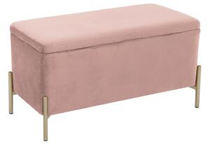 Time for home Růžová sametová lavice Zoel se zlatou podnoží 90 cm
