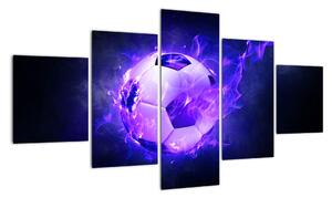 Hořící fotbalový míč - obraz (125x70cm)