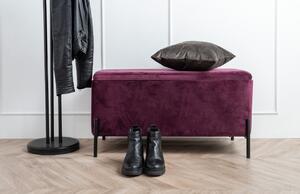 Time for home Fialová sametová lavice Zoel s černou podnoží 90 cm