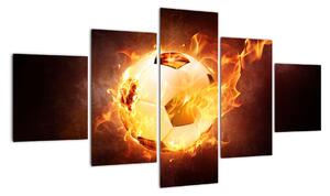 Obraz hořícího fotbalového míče (125x70cm)