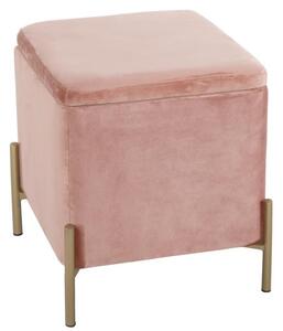 Time for home Růžový sametový taburet Zoel se zlatou podnoží 45 x 45 cm