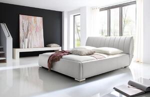 Bílá koženková dvoulůžková postel Meise Möbel Bern 180 x 200 cm s úložným prostorem