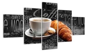Káva s croissantem - obraz (125x70cm)