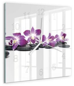 Skleněné hodiny Orchidej zskb-30x30-00080201