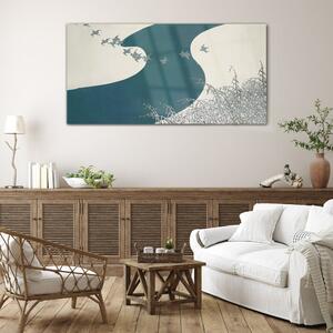 Obraz na skle Obraz na skle Zimní řeka Sněhové ptáky